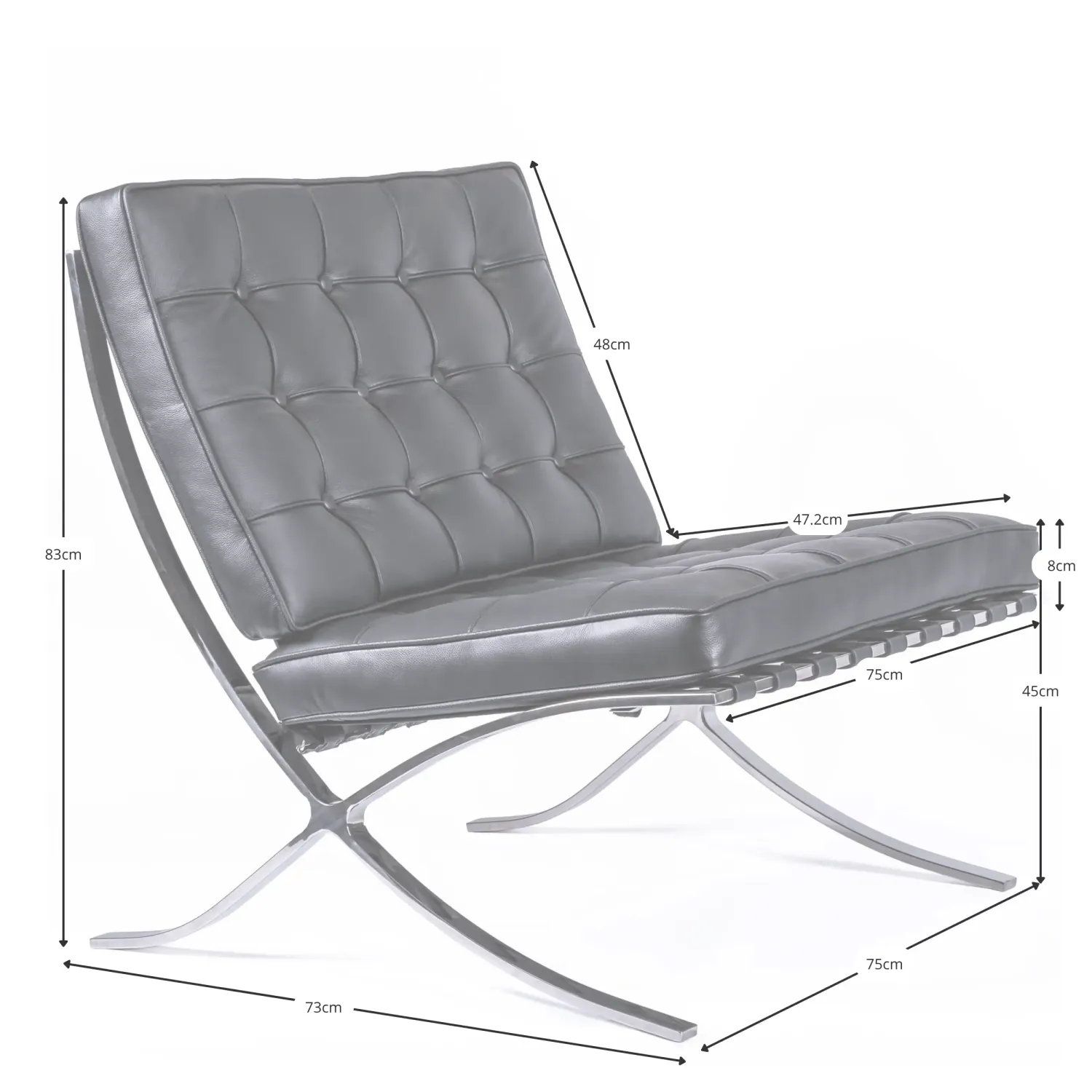 Inspiratie Barcelona Chair in Italiaans leer - High-end fauteuil - Designmeubels