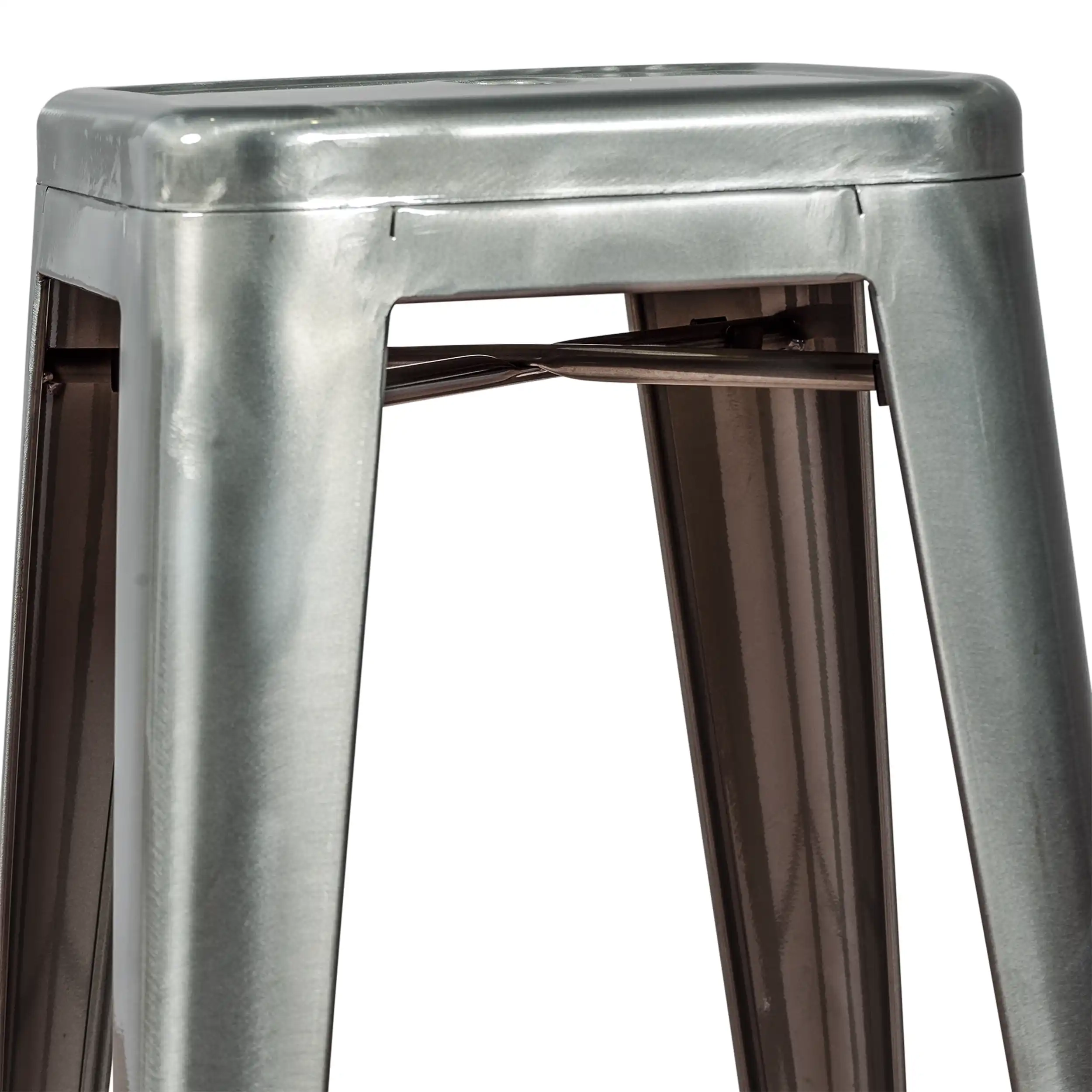 Barstoel industrieel Bistro 76 cm | blank staal stapelbaar