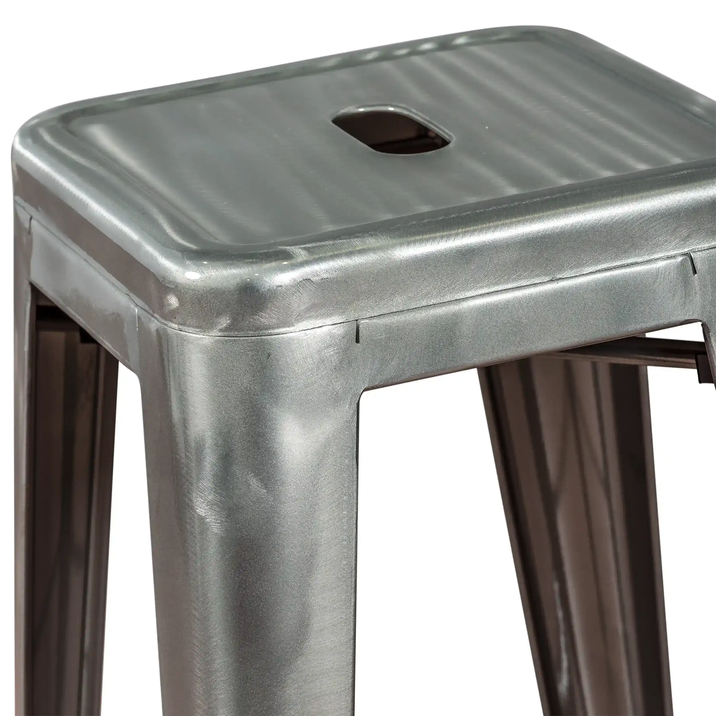 Stołek przemysłowy Bistro 76 cm | Jasna stal z możliwością sztaplowania