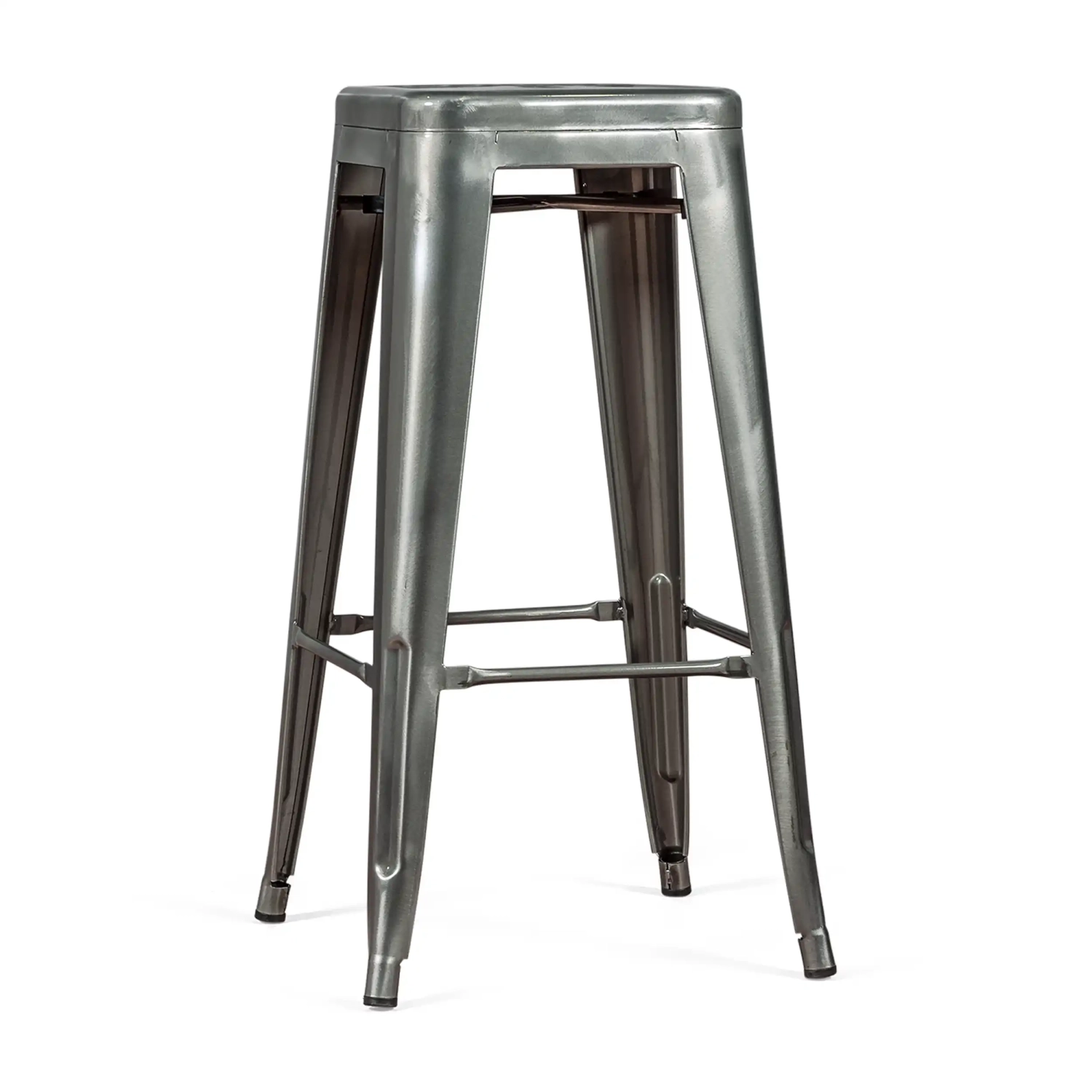 Tamborete industrial Bistro 76 cm | Aço brilhante empilhável