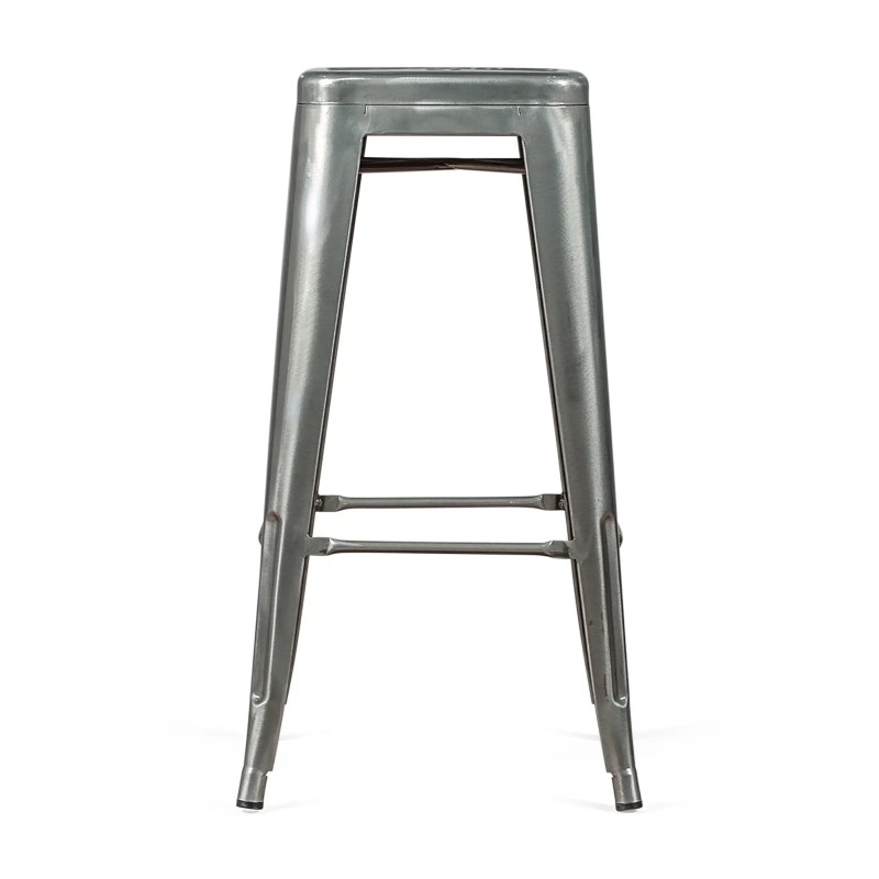 Tamborete industrial Bistro 76 cm | Aço brilhante empilhável