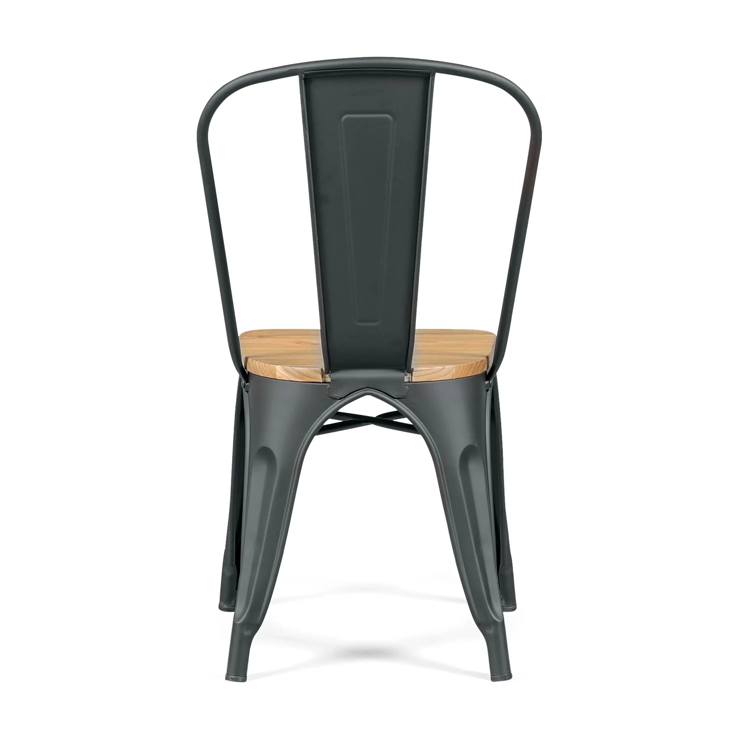 Stapelbare stoel Bistro | Mat staal en massief hout, industriële stijl