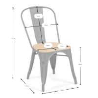 Silla Bistro apilable | Acero matte y madera maciza estilo industrial