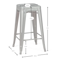 Tamborete industrial Bistro 66 cm | Aço empilhável brilhante ou mate