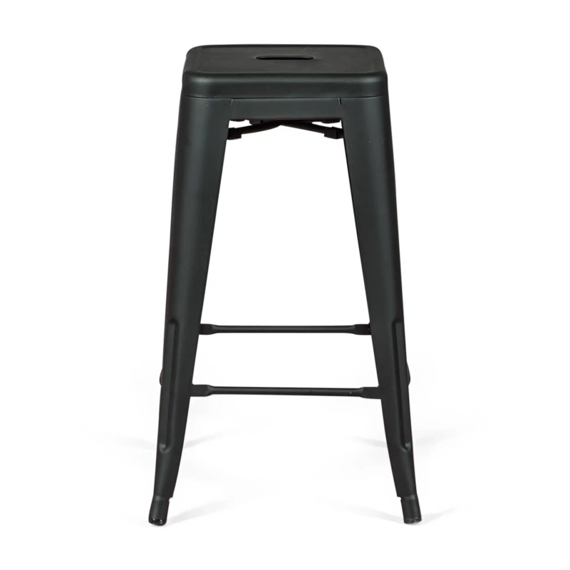 Sgabello Bistro industriale 66 cm | Acciaio impilabile lucido o opaco