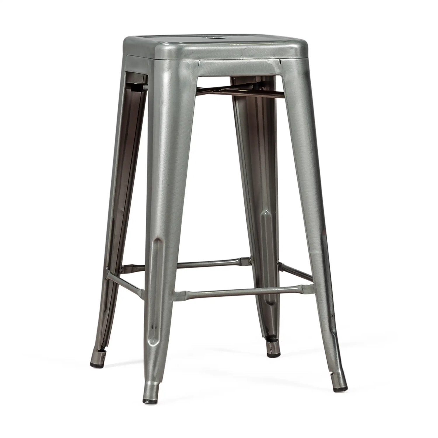 Hocker industriell Bistro 66 cm | Stahl stapelbar glänzend oder matt