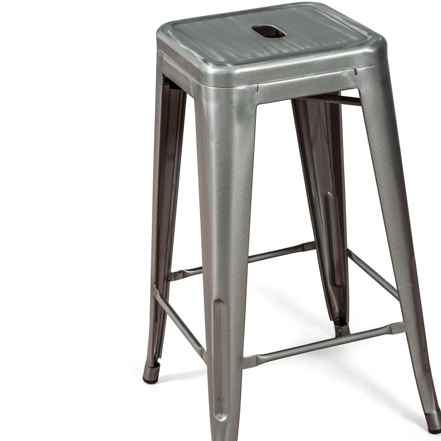 Hocker industriell Bistro 66 cm | Stahl stapelbar glänzend oder matt