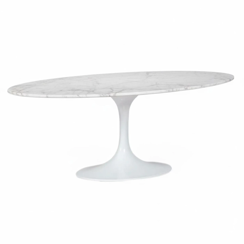 Mesa Oval Tulip 199 cm Mármol Carrara | Diseño Saarinen para Comedores de Lujo