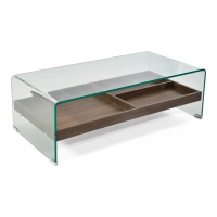 Salontafel Pot : Gehard glas met houten lade