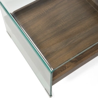 Couchtisch Pot : Gehärtetes Glas mit Holzschublade