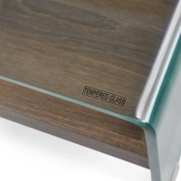 Table basse Pot : Verre trempé avec tiroir en bois
