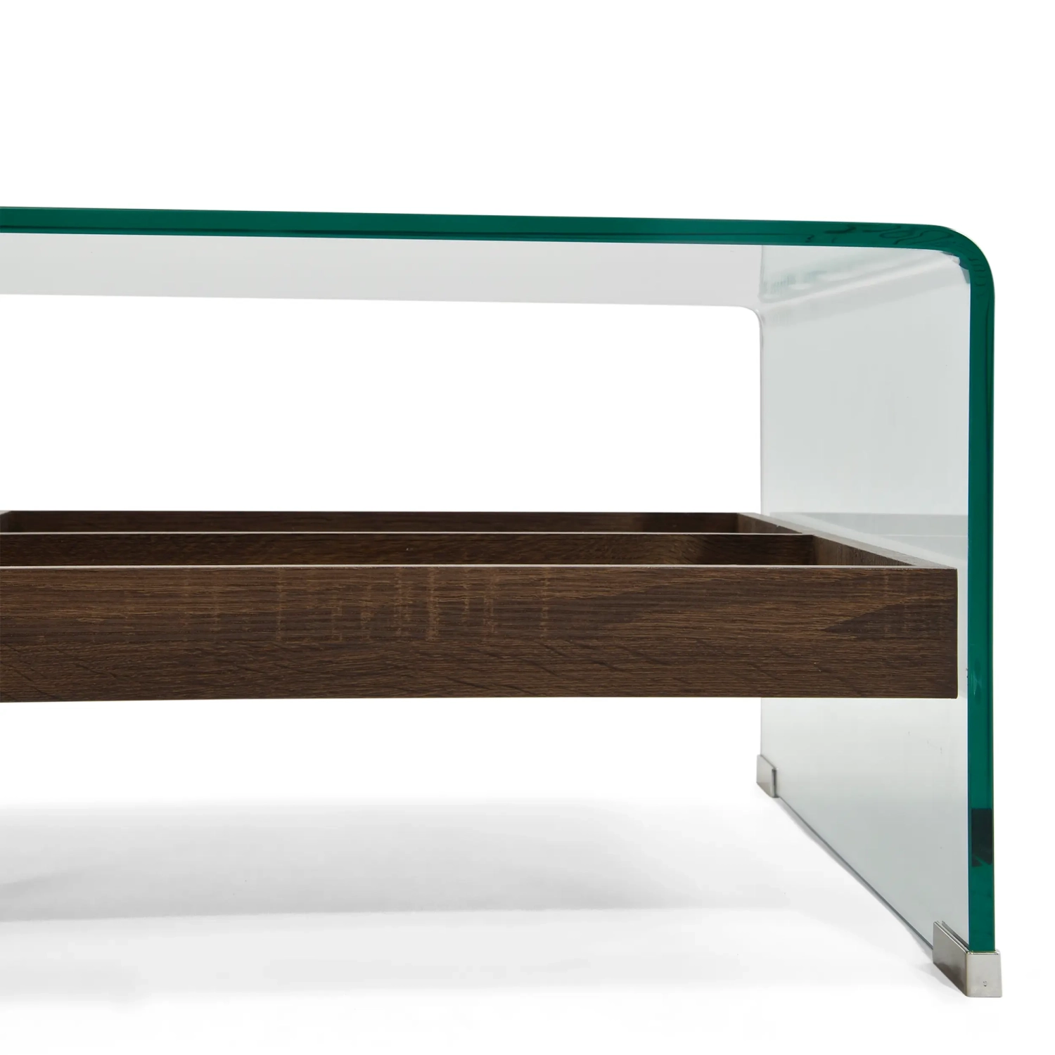 Mesa de centro Pot : Vidro temperado com gaveta de madeira