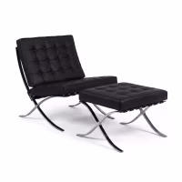 Inspiracja Krzesło Barcelona ze Skórzanym Podnóżkiem - MuebleDesign