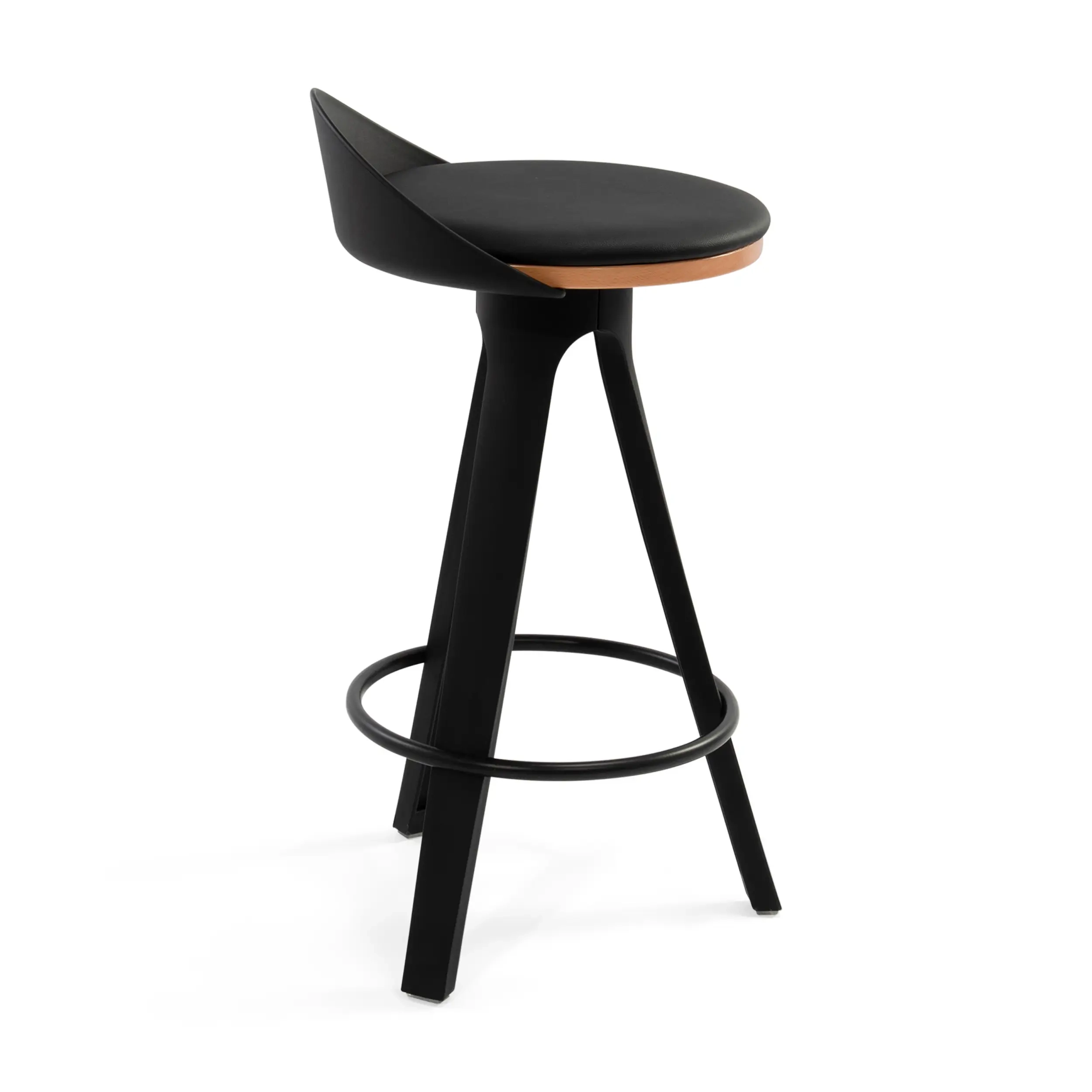 Hocker Deko-Design mit Sitz aus Buche und Kunstleder