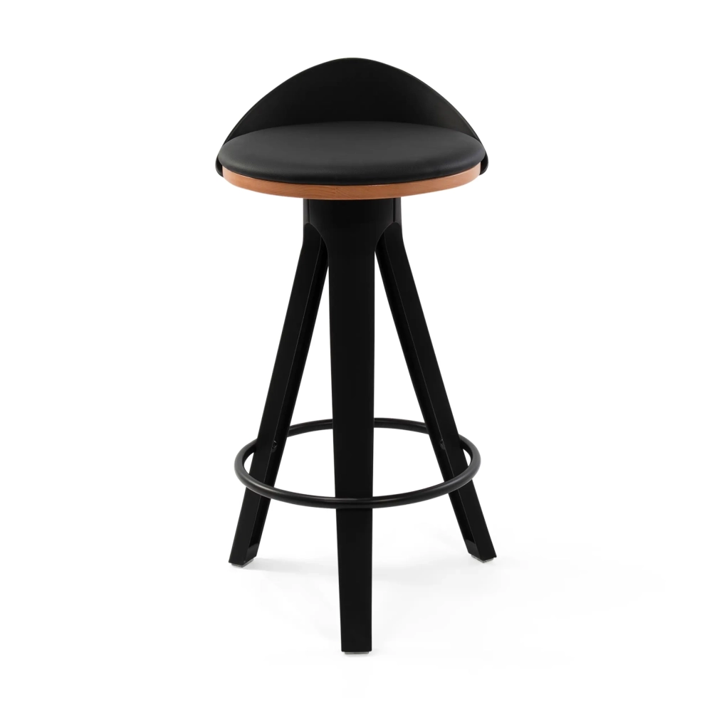 Hocker Deko-Design mit Sitz aus Buche und Kunstleder