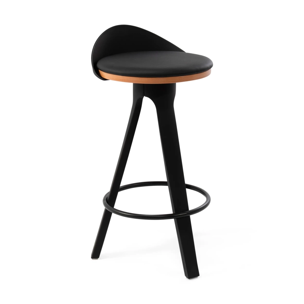 Hocker Deko-Design mit Sitz aus Buche und Kunstleder