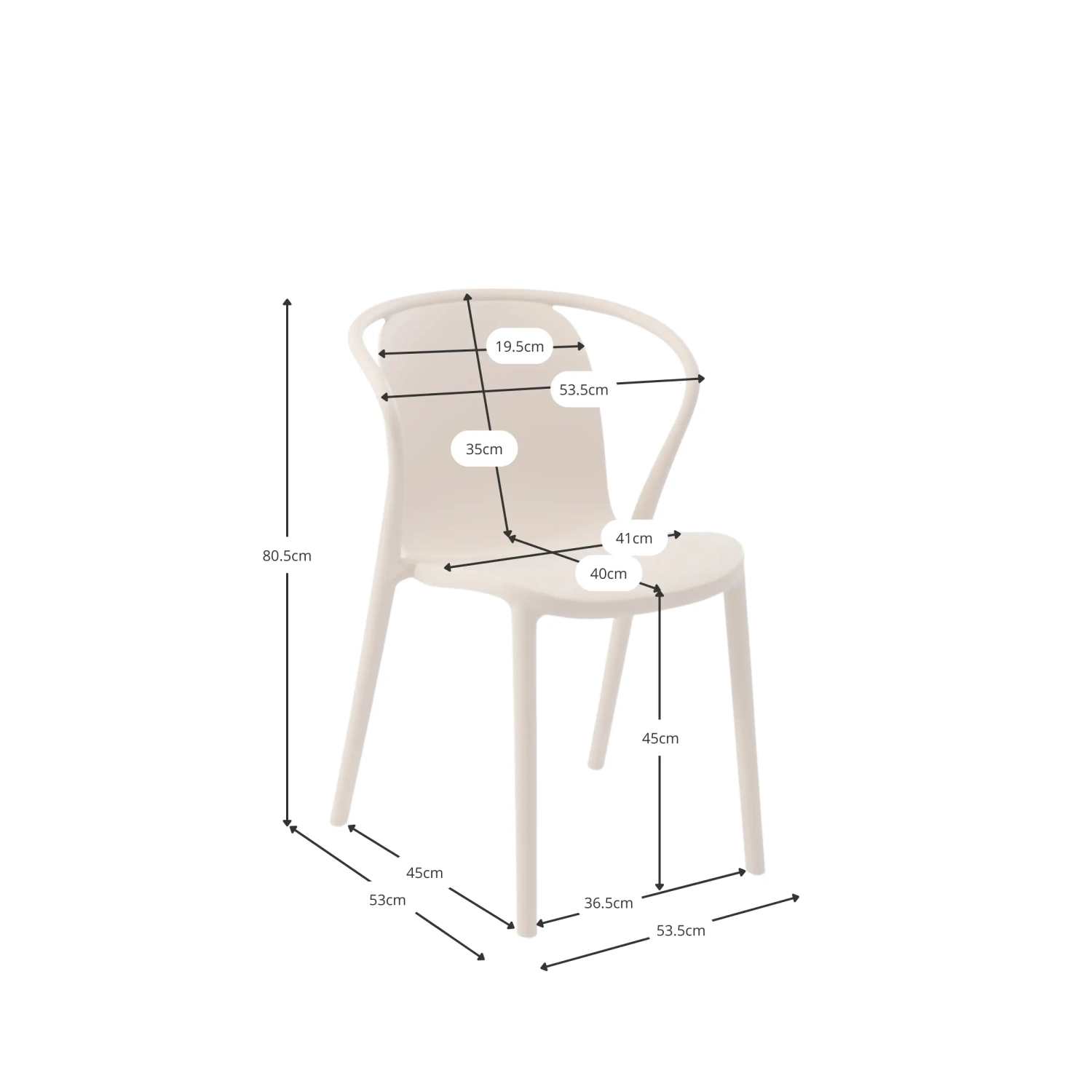 Cadeira empilhável com braços para interior e exterior - Pierre