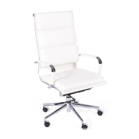 Chaise de bureau en cuir italien avec dossier haut - Design élégant