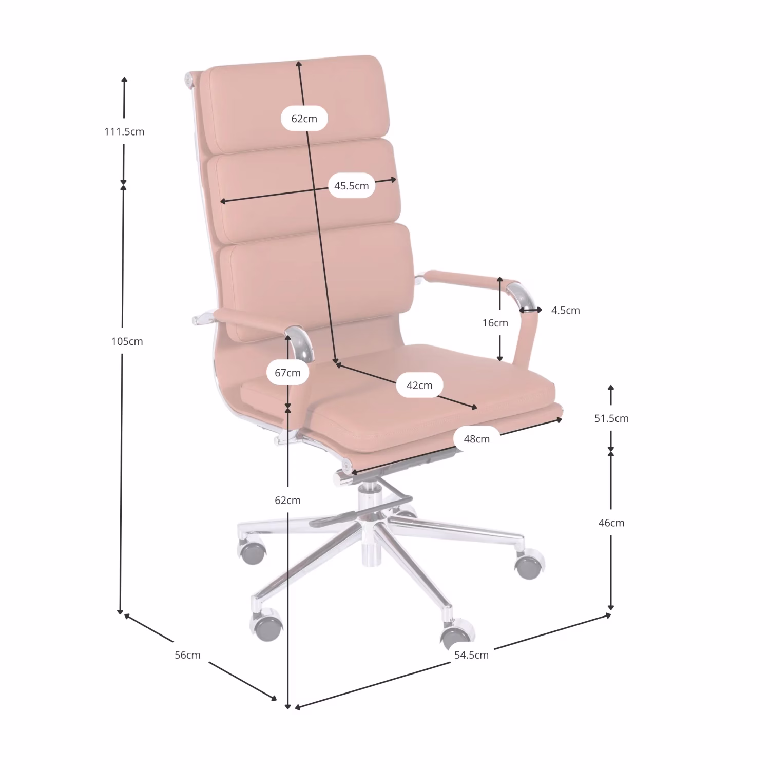 Task Italiaans Leren Bureaustoel met Hoge Rug | Elegant Ontwerp
