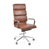 Chaise de bureau en cuir italien avec dossier haut - Design élégant