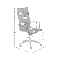Chaise de bureau en cuir italien à dossier haut - Ergonomie et style professionnel