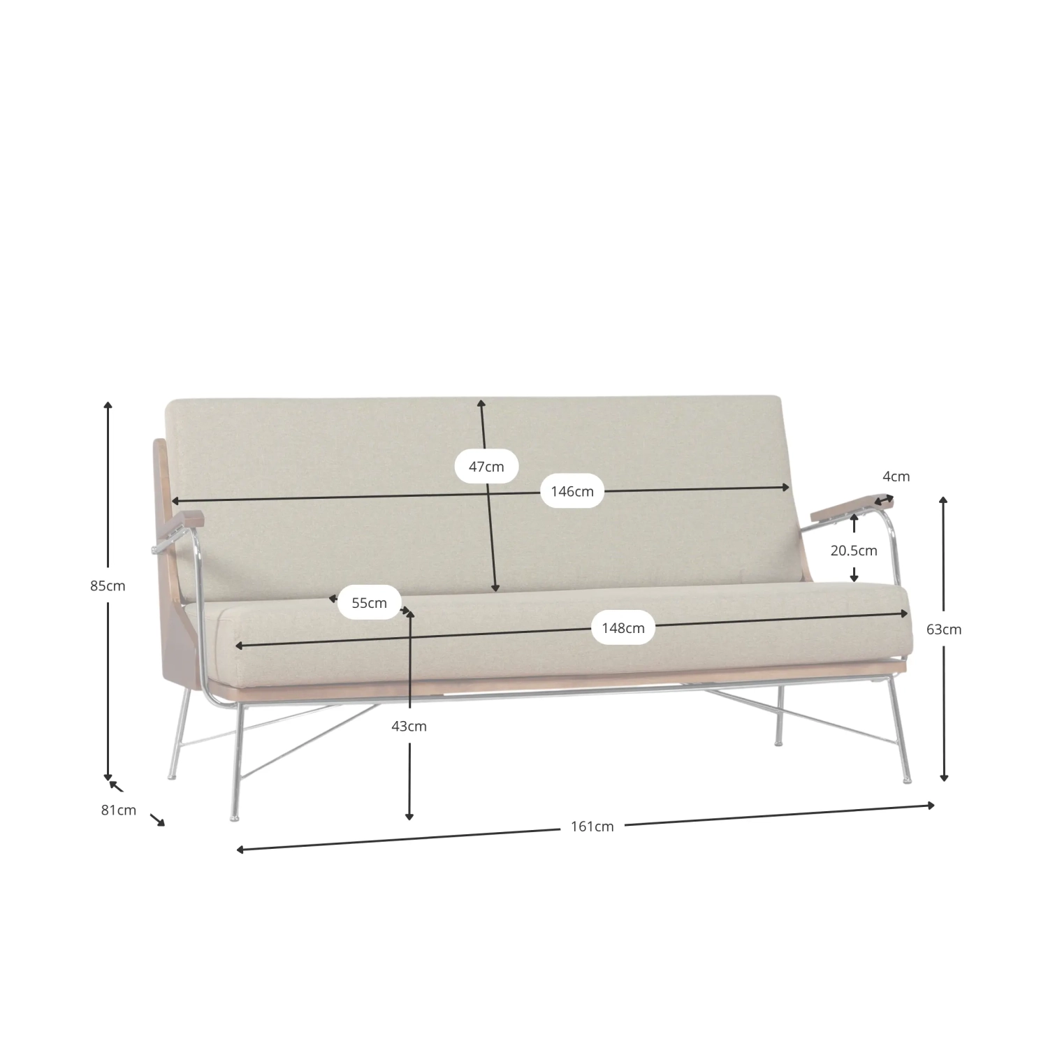 Sofá Industrial Daneu estofado em algodão-Sofás de madeira-Mueble Design