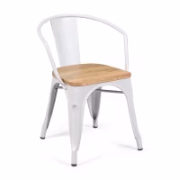 Bistro Arms Wood Chair | Industriestuhl mit Armlehnen und Holzsitz