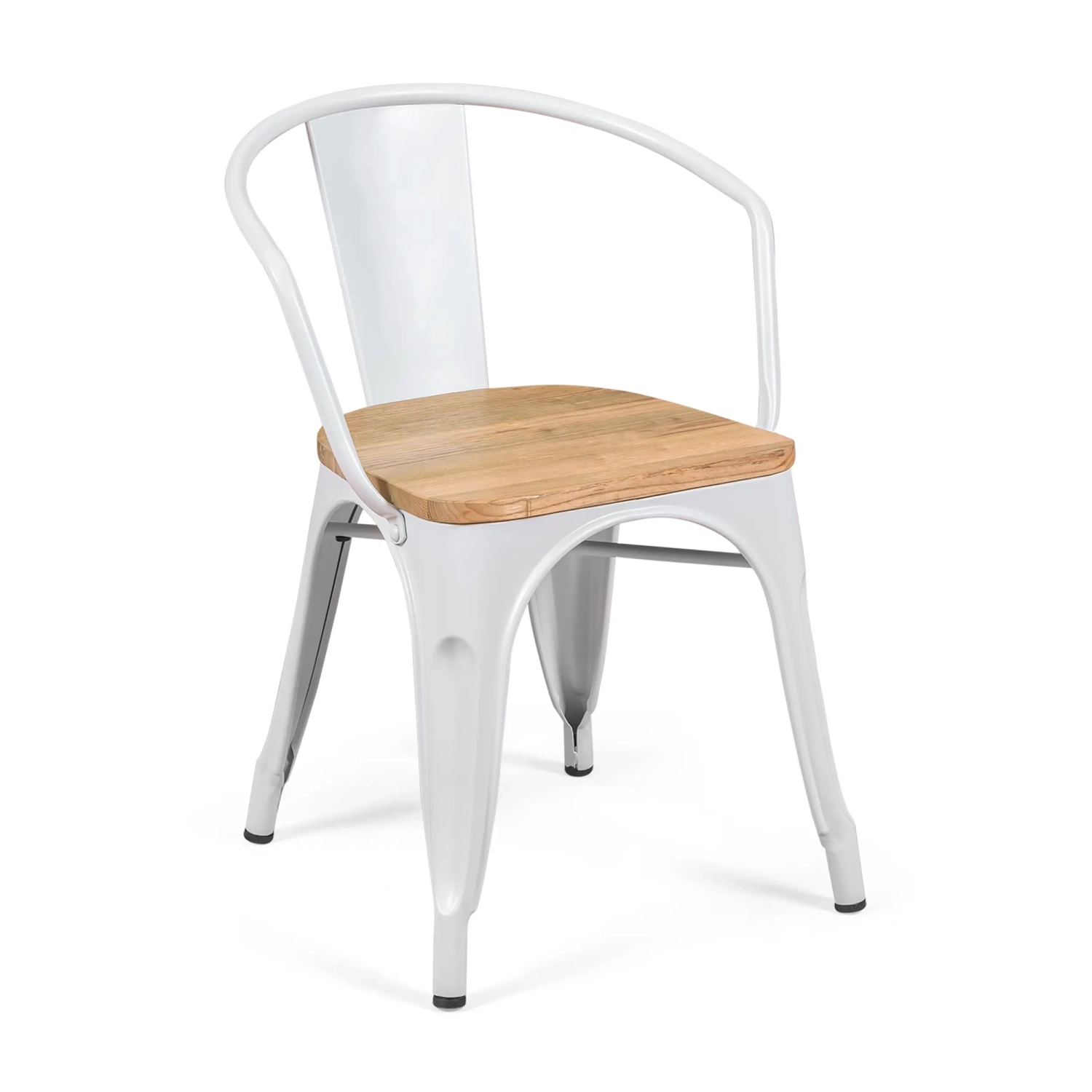Bistro Armstöd Trästol | Industriell stol med armstöd och träsits