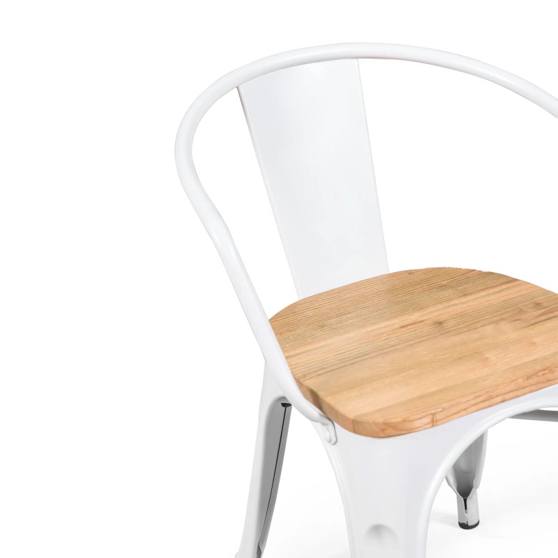 Bistro Arms Wood Chair | Teollinen tuoli käsinojilla ja puisella istuimella