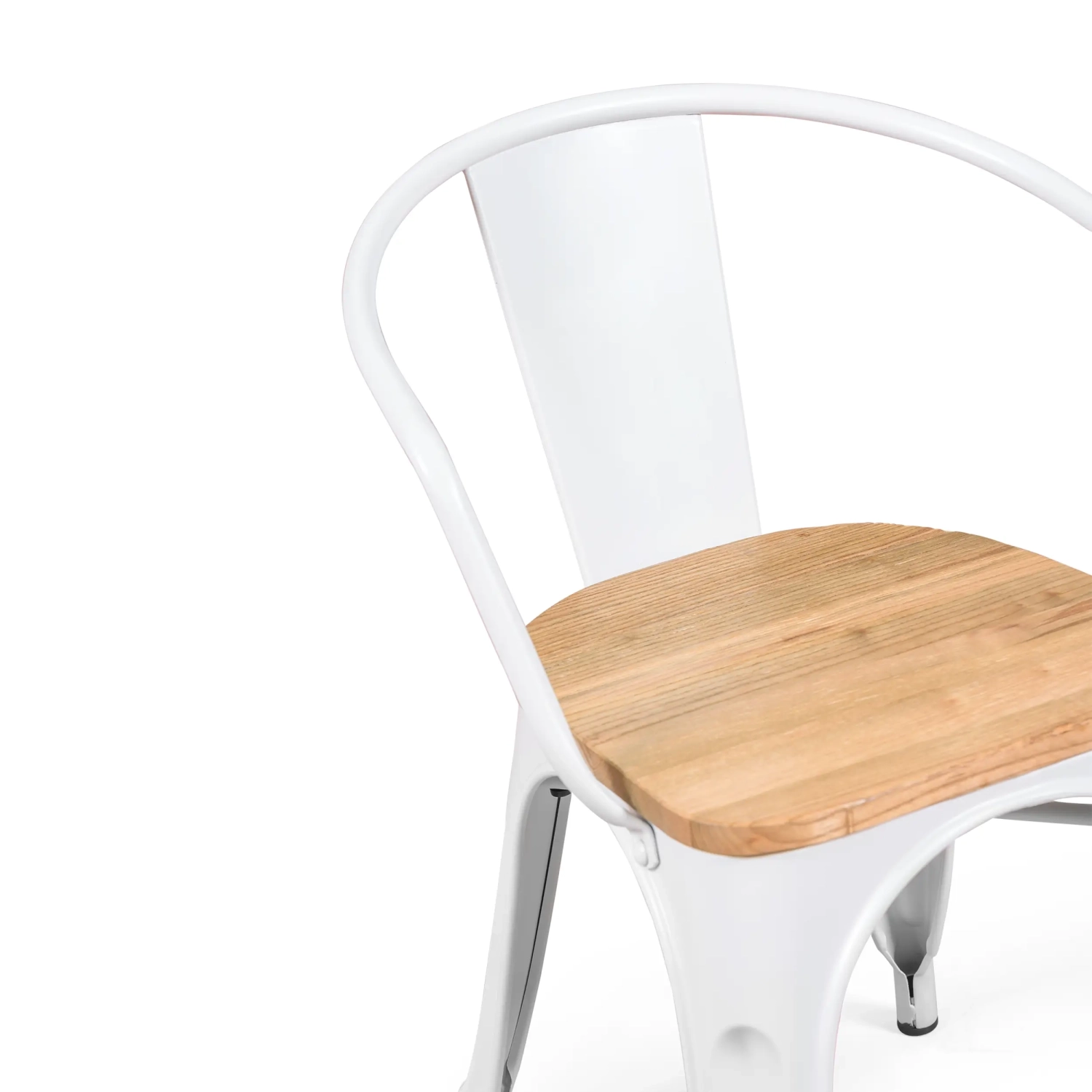 Bistro Sedia con braccioli in legno | Sedia industriale con braccioli e seduta in legno