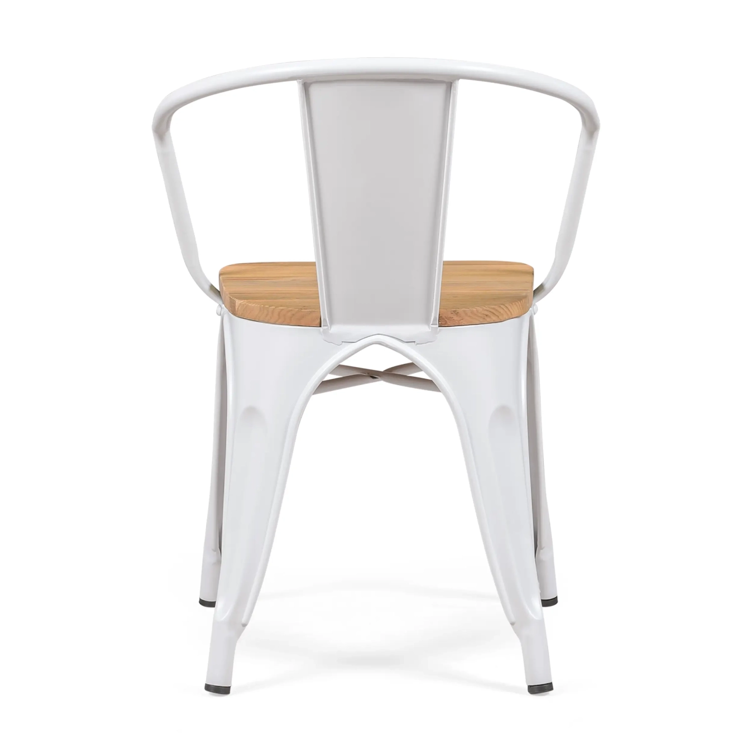 Bistro Silla de madera con brazos | Silla industrial con brazos y asiento de madera