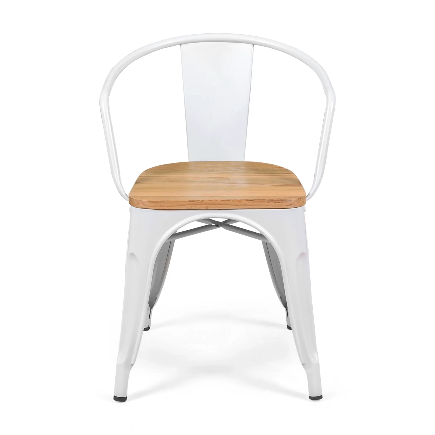 Bistro Arms Wood Chair | Industrial Chair with Armrests and Wooden Seat