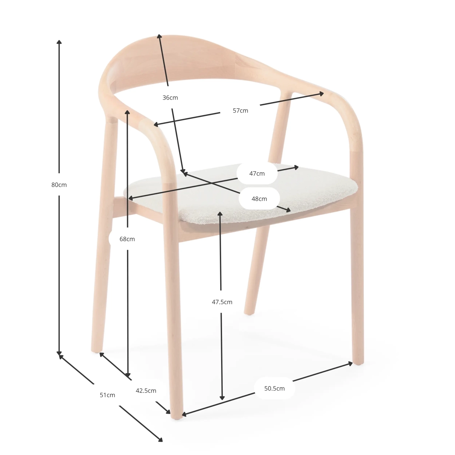Warsow Nordic Silla de comedor de madera natural | Diseño elegante y confortable