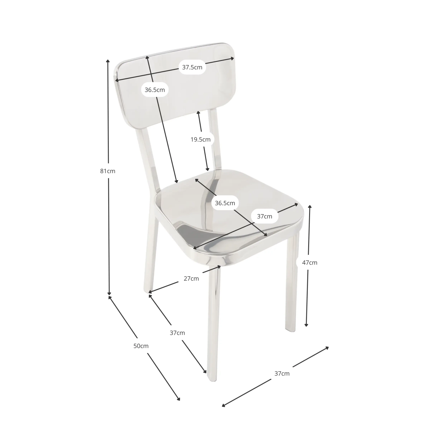Chaise Delawere en acier inoxydable : Design industriel élégant