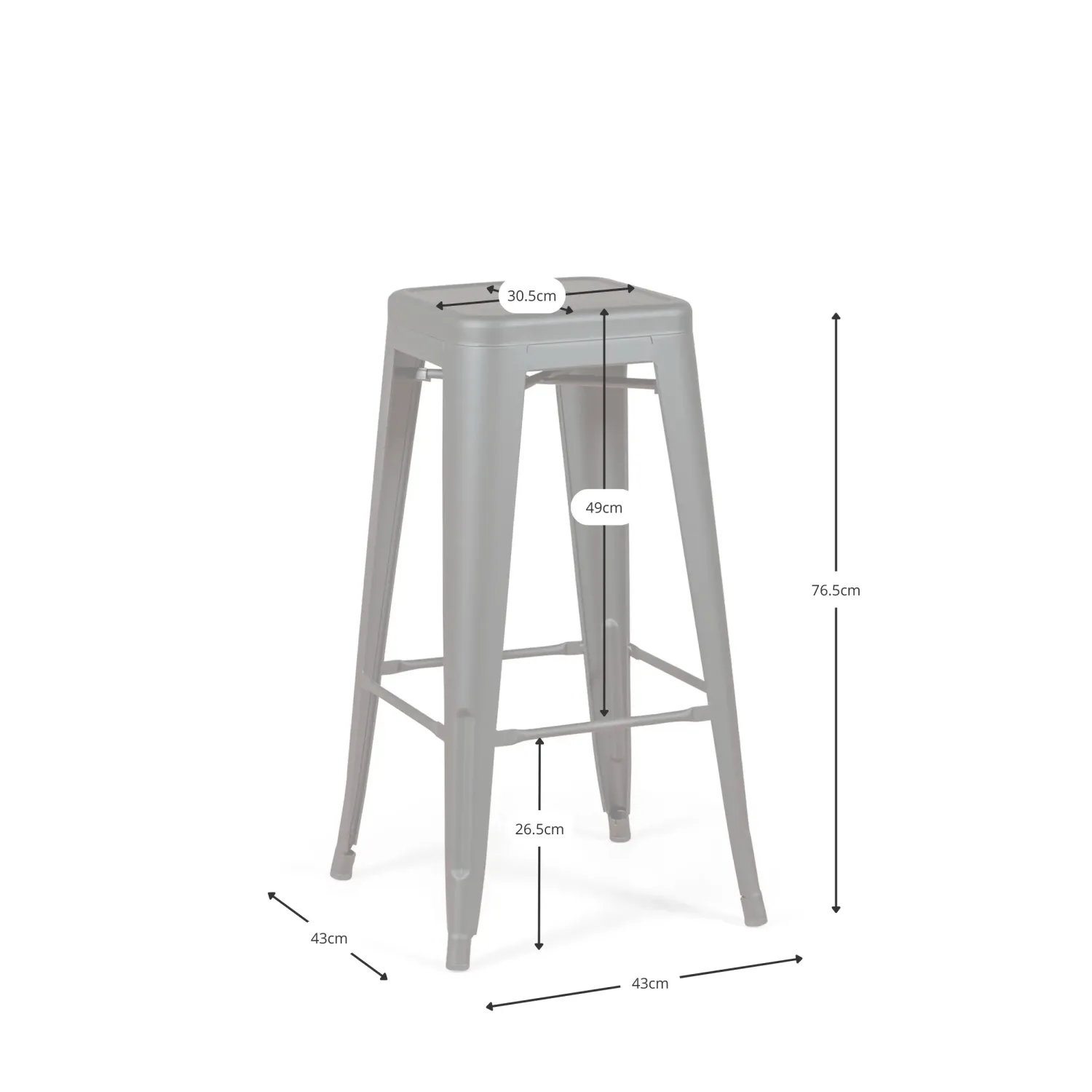 Bistro industriële kruk Mat 76CM wit - Industriële krukken en stoelen