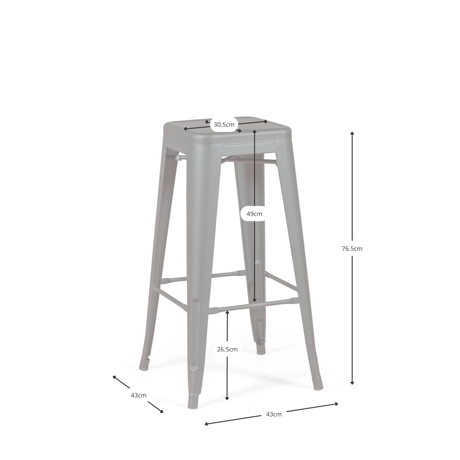 Bistro taboret industrialny Matt 76CM biały - Taborety i krzesła industrialne