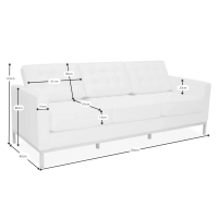 Venice 3-zitsbank in Italiaans leer | Florence Knoll geïnspireerd ontwerp