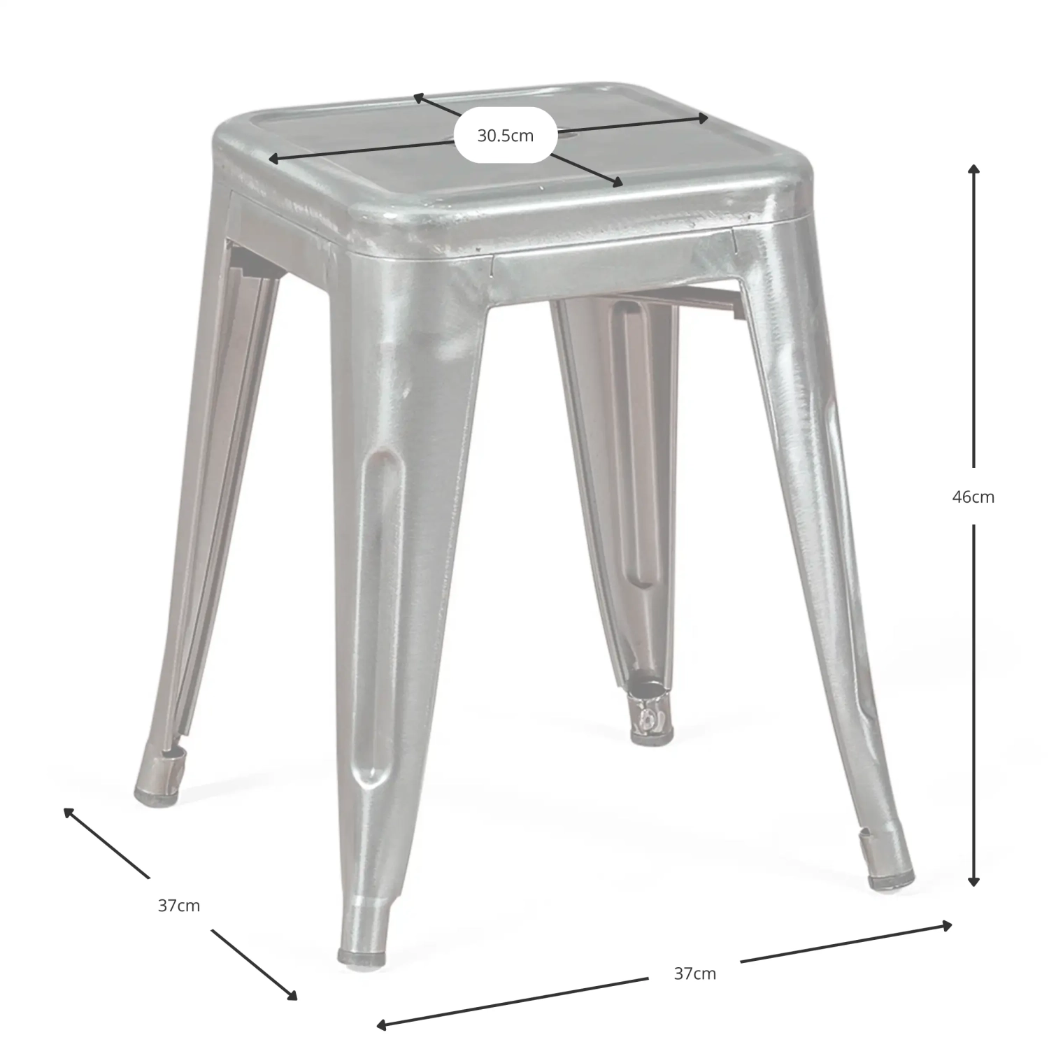 Sgabello Bistro metallico 45 cm | Stile industriale impilabile