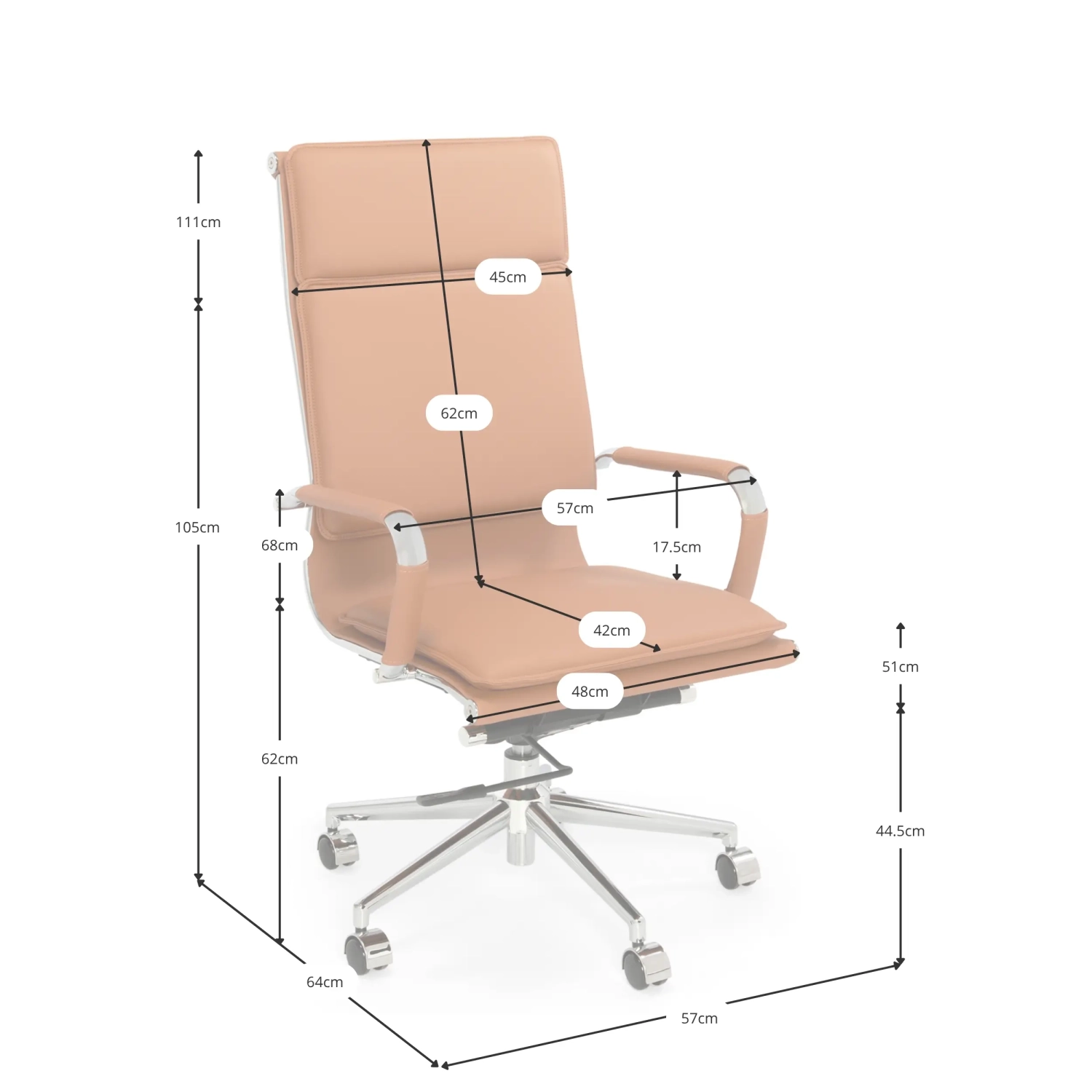 Krzesło biurowe Studio z wysokim oparciem | Ergonomiczne krzesło biurowe z imitacji skóry