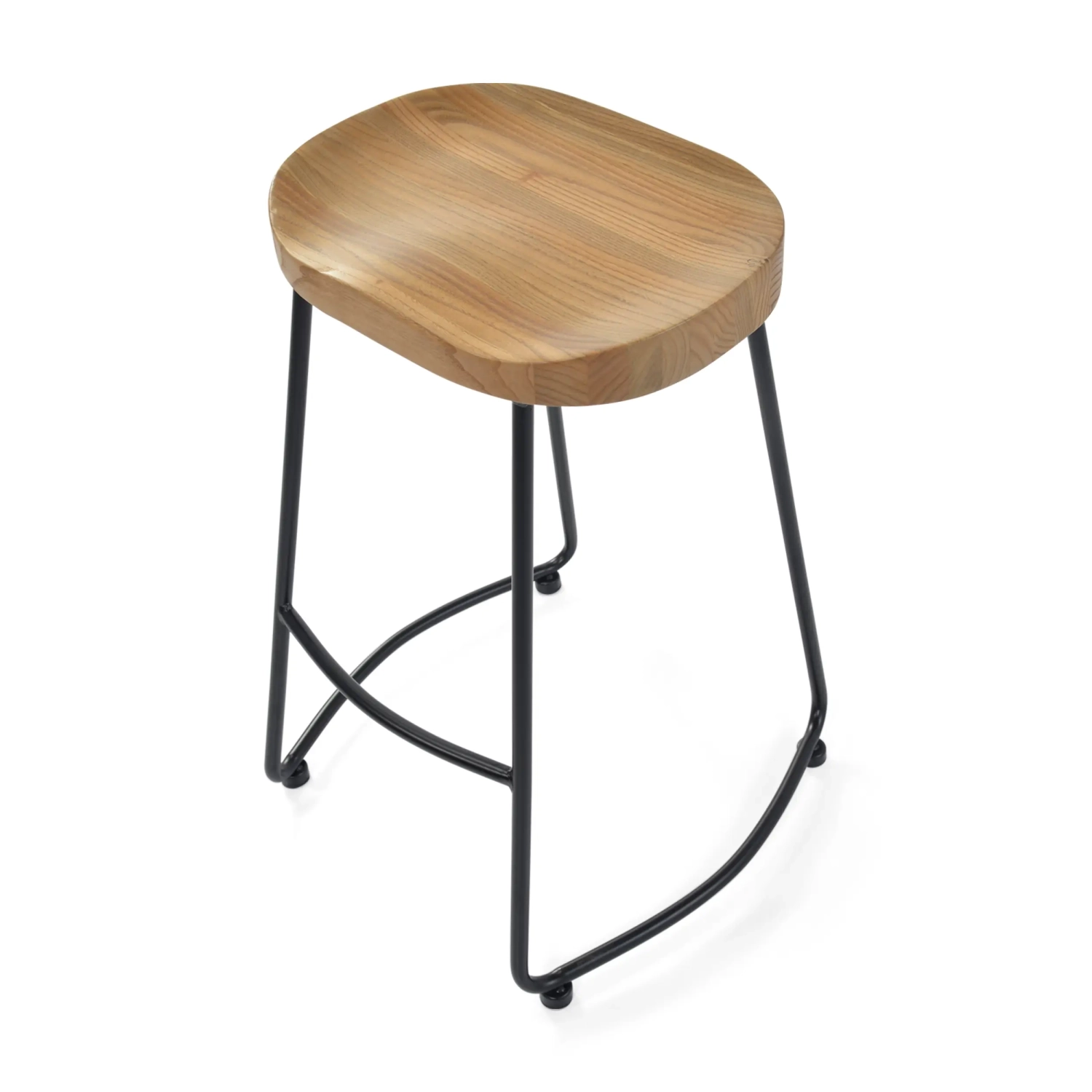 Portland Industrial Barhocker 66 cm | Massives Ulmenholz & Stahl