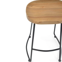 Stołek barowy Portland Industrial 66 cm | Lite drewno wiązowe i stal