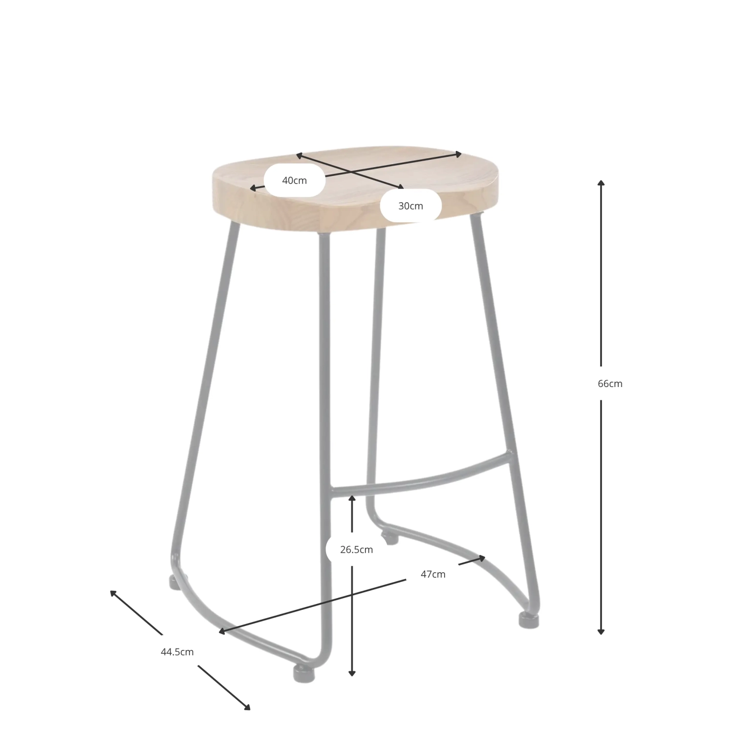 Portland Industrial Barhocker 66 cm | Massives Ulmenholz & Stahl