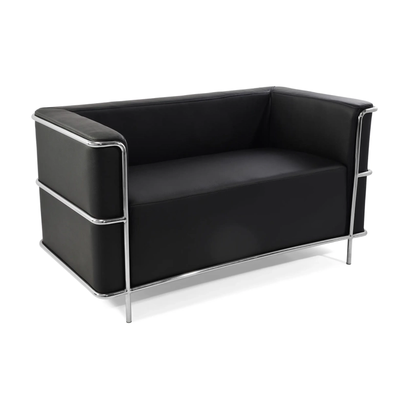 Torino-kaksipaikkainen italialainen nahkasohva | Ruostumattomasta teräksestä valmistettu runko