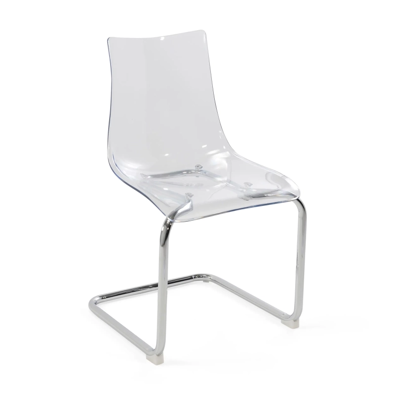 Dresden Transparent Designer-Stuhl | Polycarbonat und verchromter Stahl