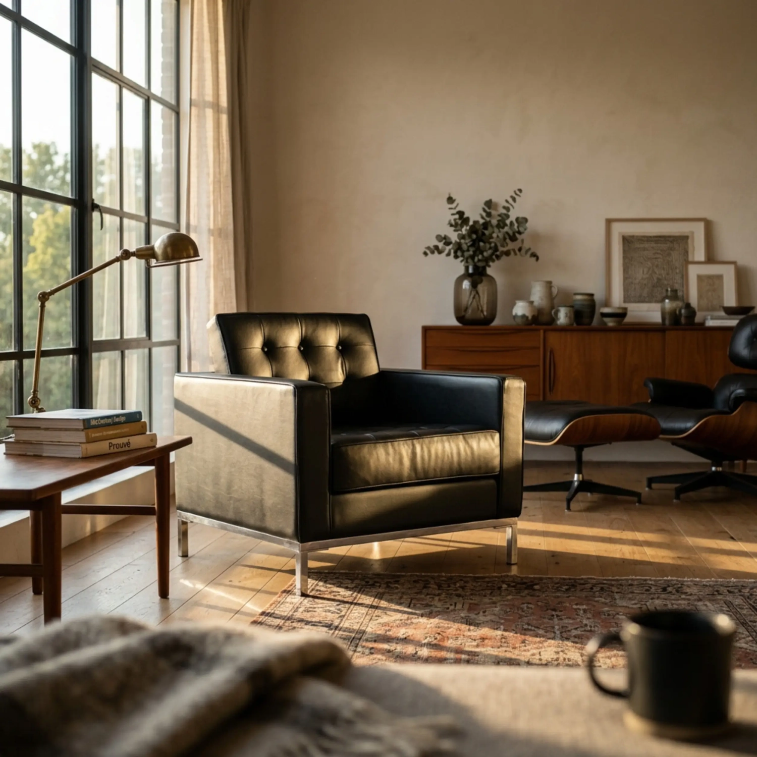 Venice Einsitzer-Sofa aus echtem Leder | Florence Knoll inspiriertes Design
