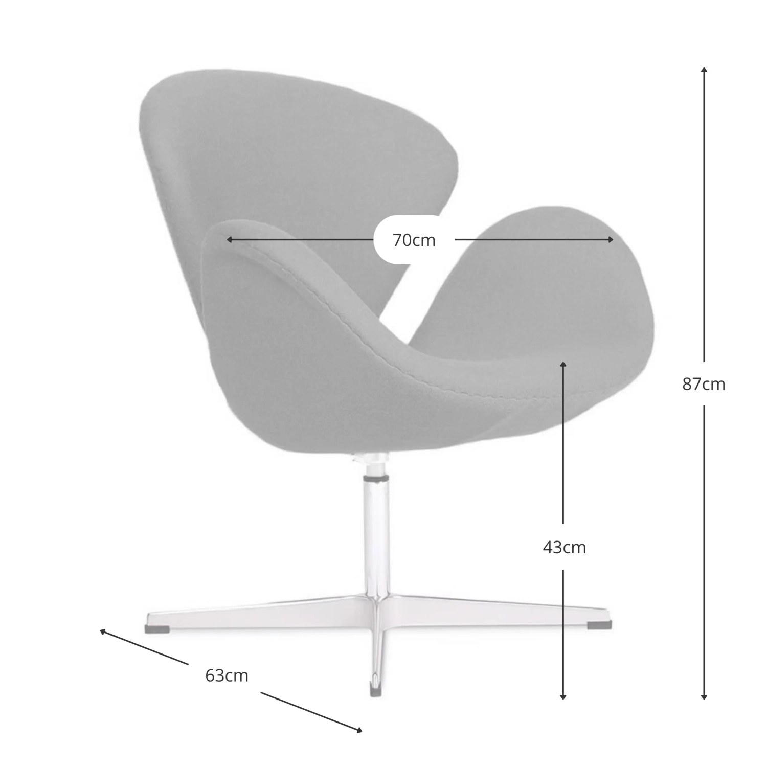 Inspiratie van de Swan Chair - Draaifauteuil - Designmeubels