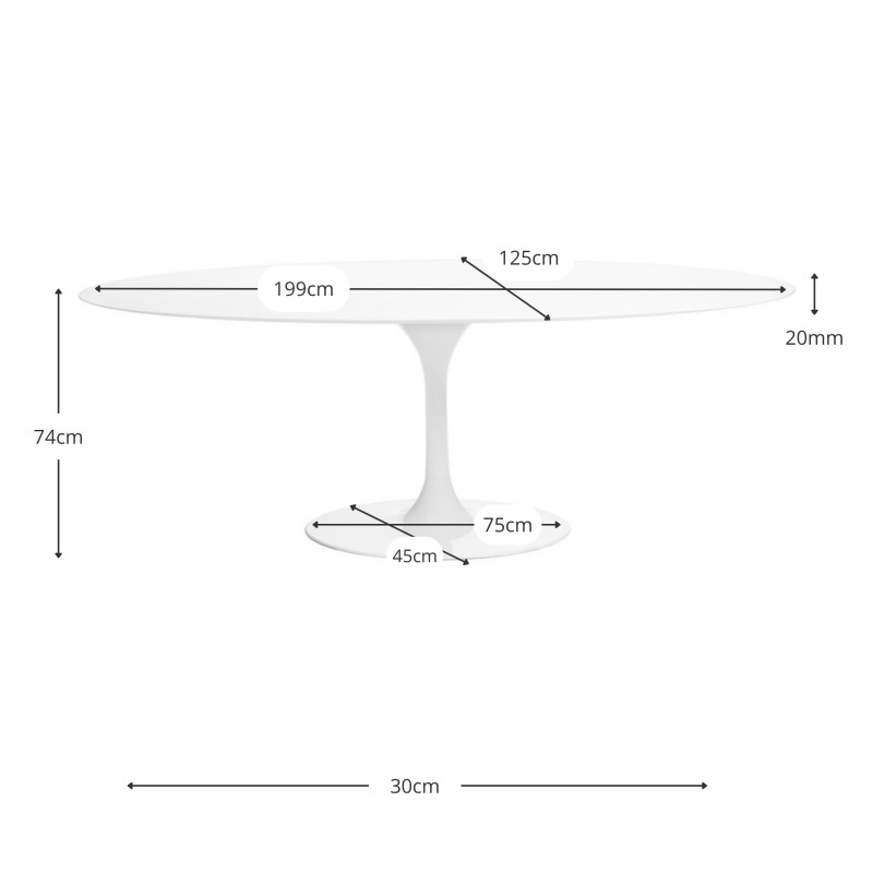 Ovaler Tulip Esstisch aus Weiss MDF - Designer Esstische - Mobelarium
