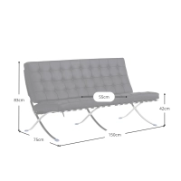 Barcelona Sofa 2-Sitzer Kunstleder - Designersofas furnmod