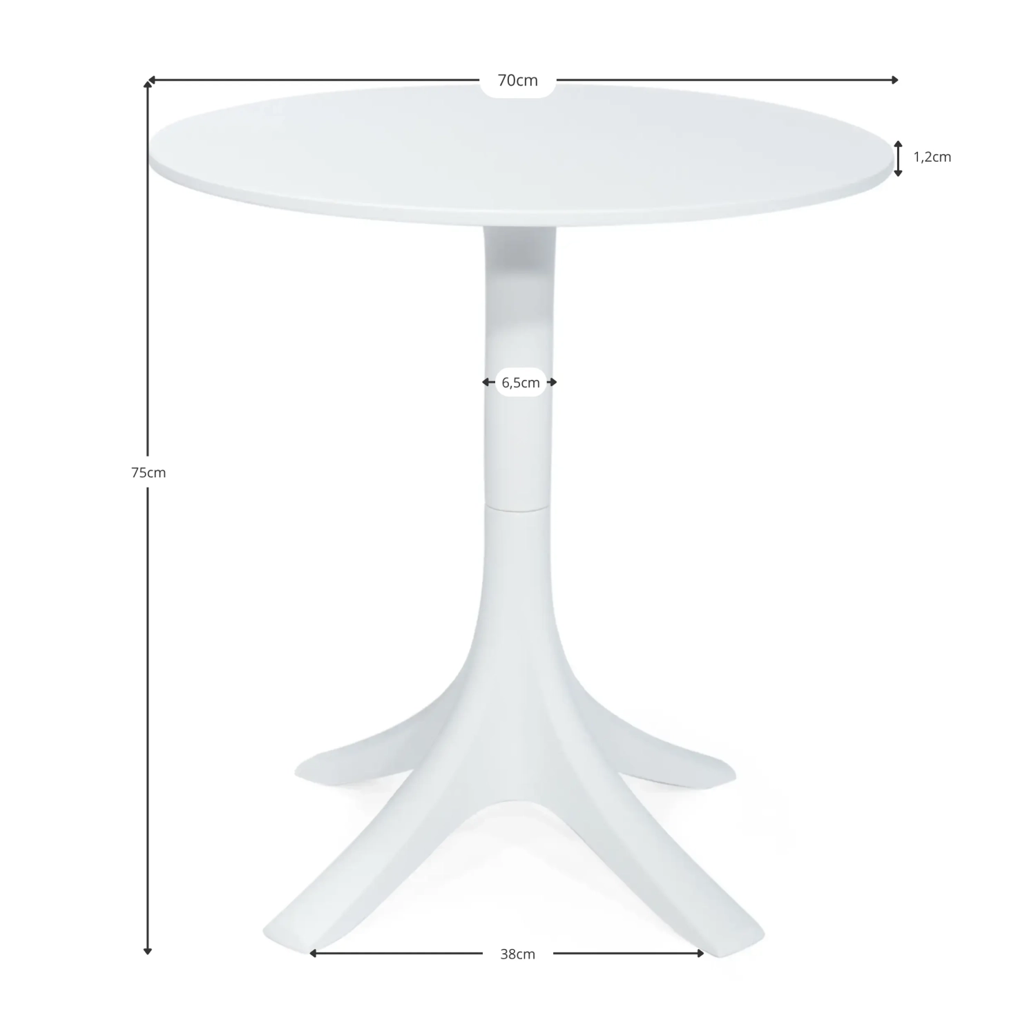 Runt matbord i polypropen (70 cm i diameter) – Designade utomhusbord