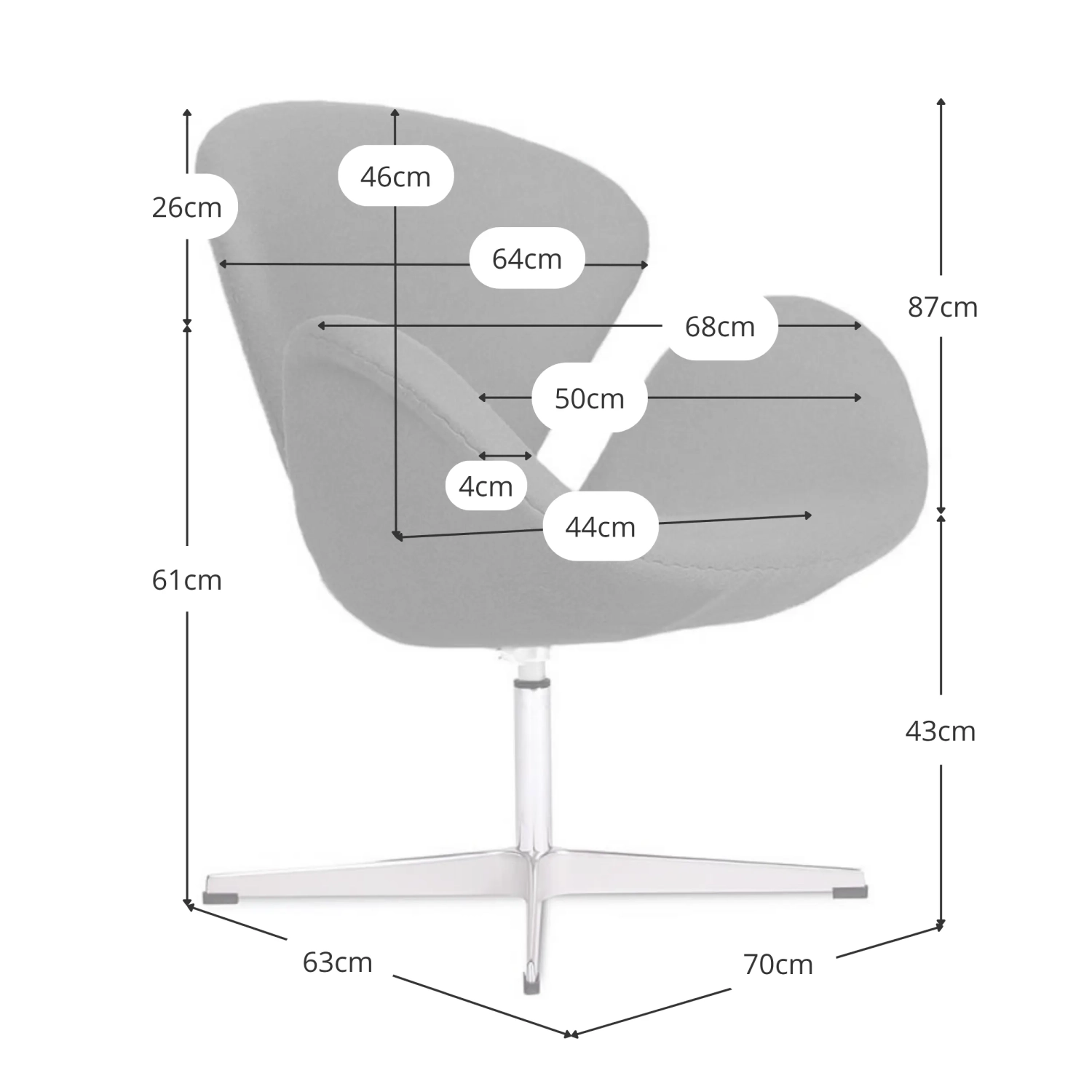 Replika křesla „ Swan “ z kašmíru – moderní křesla | MuebleDesign